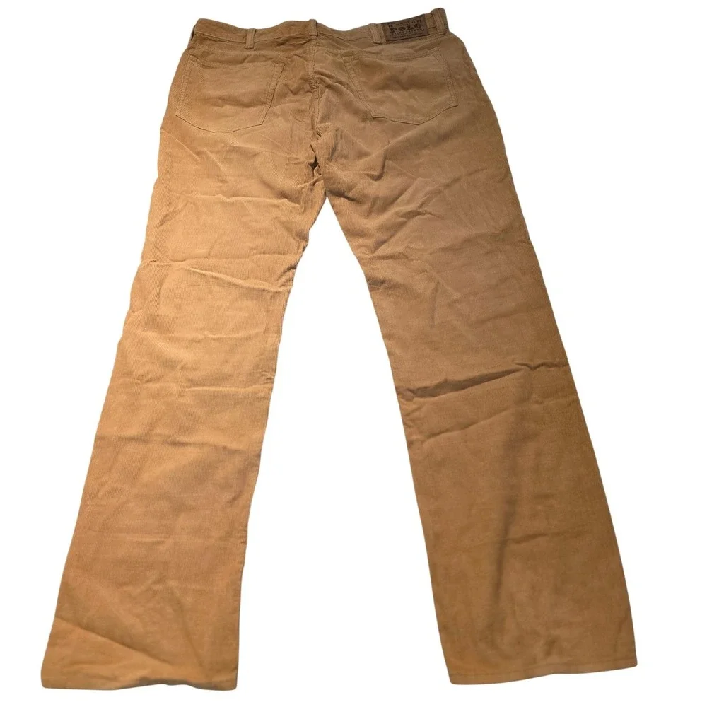 Polo Ralph Lauren Mens Corduroy Pants 38x32 Tan Beige Straight Fit Classic 5pock